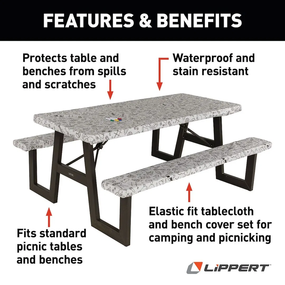 2023051696 – LIPPERT COMP Tablecloth, Rectangular Fits Standard Picnic Table 72 Inch Length x 27 Inc - view 2
